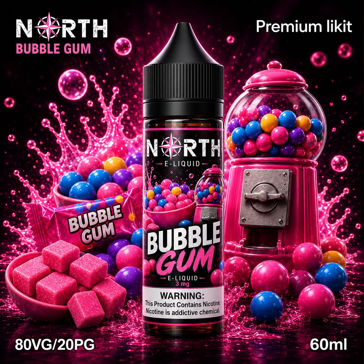 North Bubble Gum Likit 60ml North Bubble Gum Likit 60ml