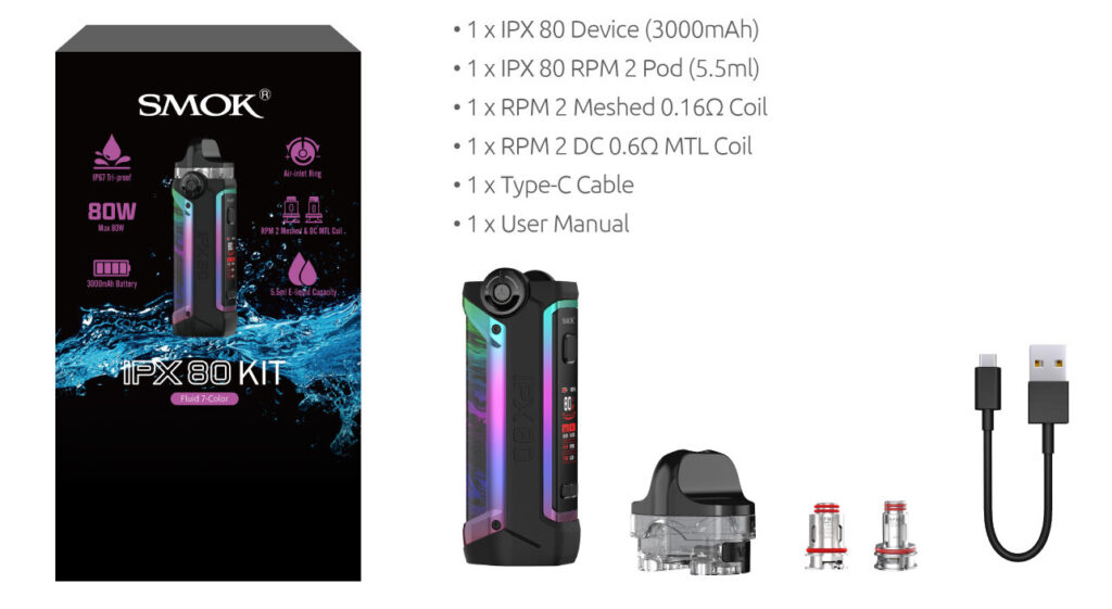 Smok IPX 80 Pod Kutu İçeriği, Smok IPX80 Pod Kutu İçeriği